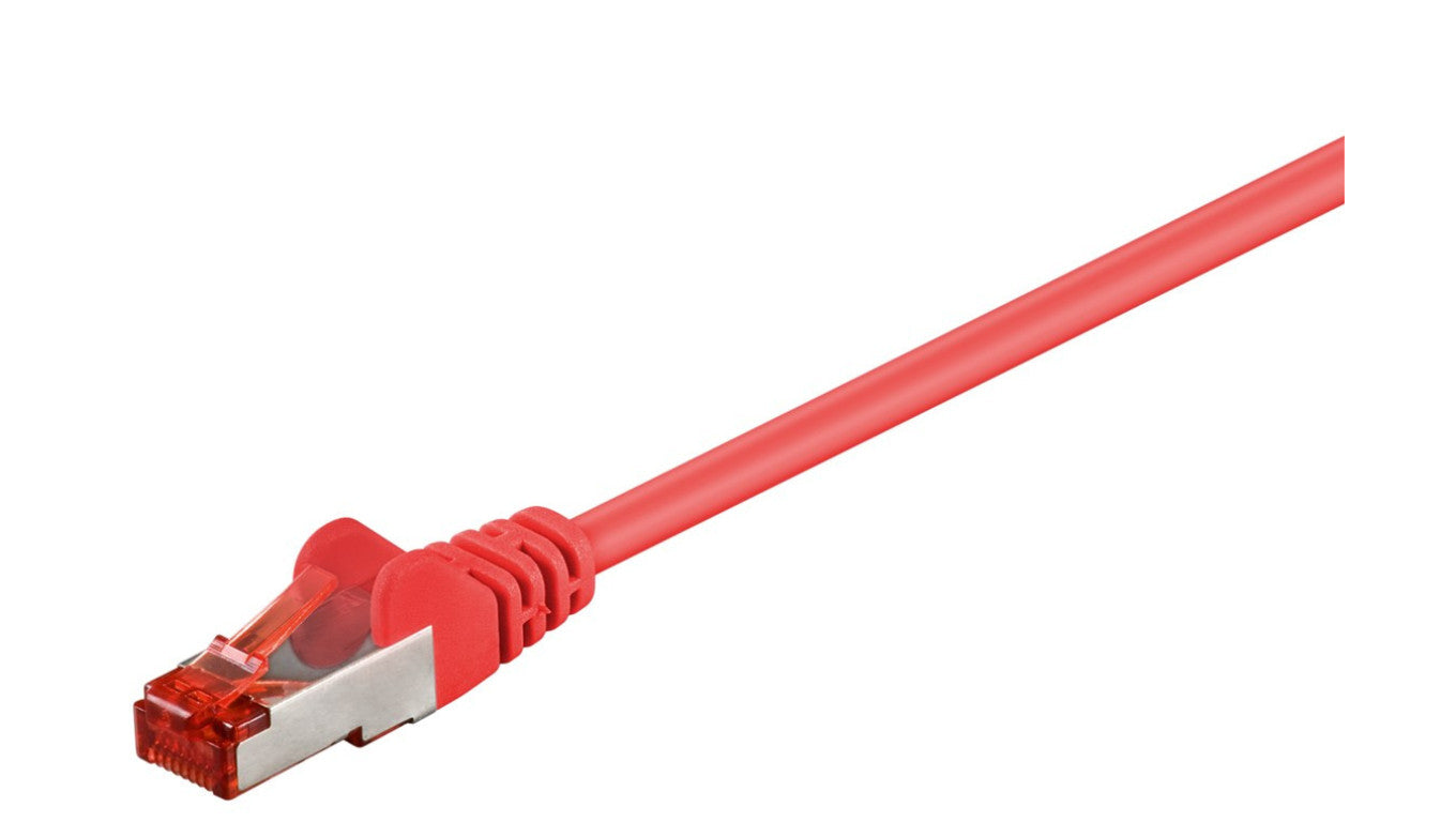 CAT 6 Kabel łączący, S/FTP (PiMF), Czerwony - Długość kabla 1 m