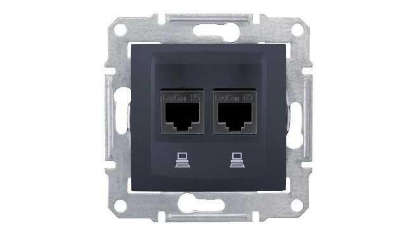 SEDNA Gniazdo komputerowe podwójne RJ45 kat.5e grafit SDN4400170