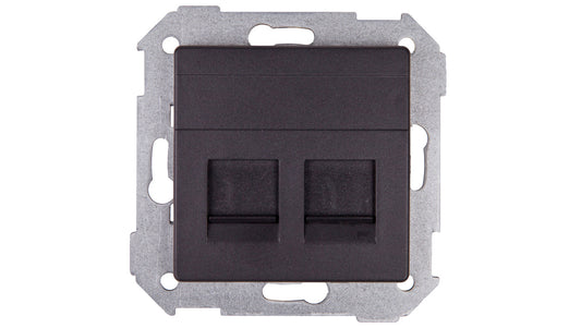 Simon 82 Pokrywa gniazda komputerowego podwójnego 2xRJ45 płaska z adapterem i przesłoną grafit 82006-38