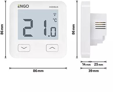 ENGO Controls E10-MBUSW - Internetowy, podtynkowy  regulator temperatury, MODBUS, Wi-Fi, 230V,