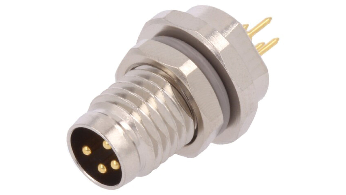 Złącze okrągłe M8 męskie proste montaż THT 4-PIN 30V T4040014041-000