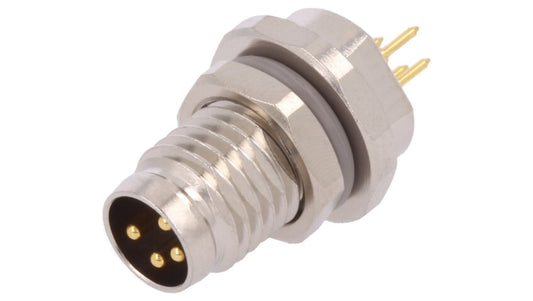 Złącze okrągłe M8 męskie proste montaż THT 4-PIN 30V T4040014041-000