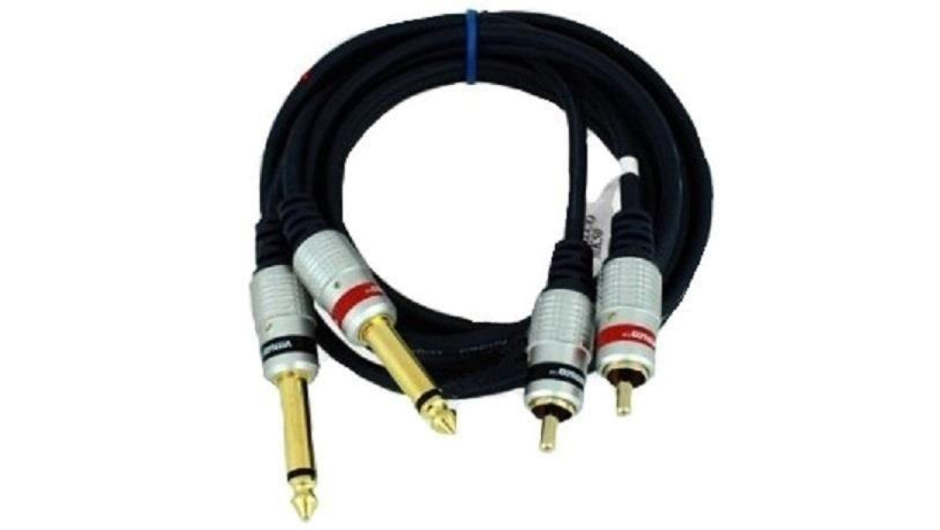 VITALCO MK50 Kabel Audio 2x Jack 6,3mm Mono (wtyk) / 2x RCA Cinch (wtyk) 1,5m