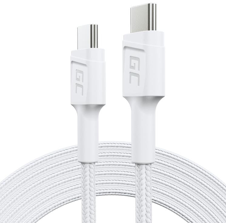 KABEL USB-C / USB-C Green Cell POWERSTREAM 120cm BIAŁY PD 60W ULTRA CHARGE QUICK CHARGE 3.0
