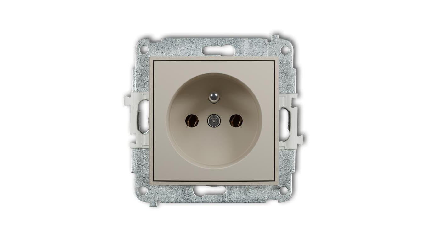 MINI Mechanizm gniazda pojedynczego z uziemieniem 2P+Z (bez przesłon torów prądowych) taupe 60MGP-1z