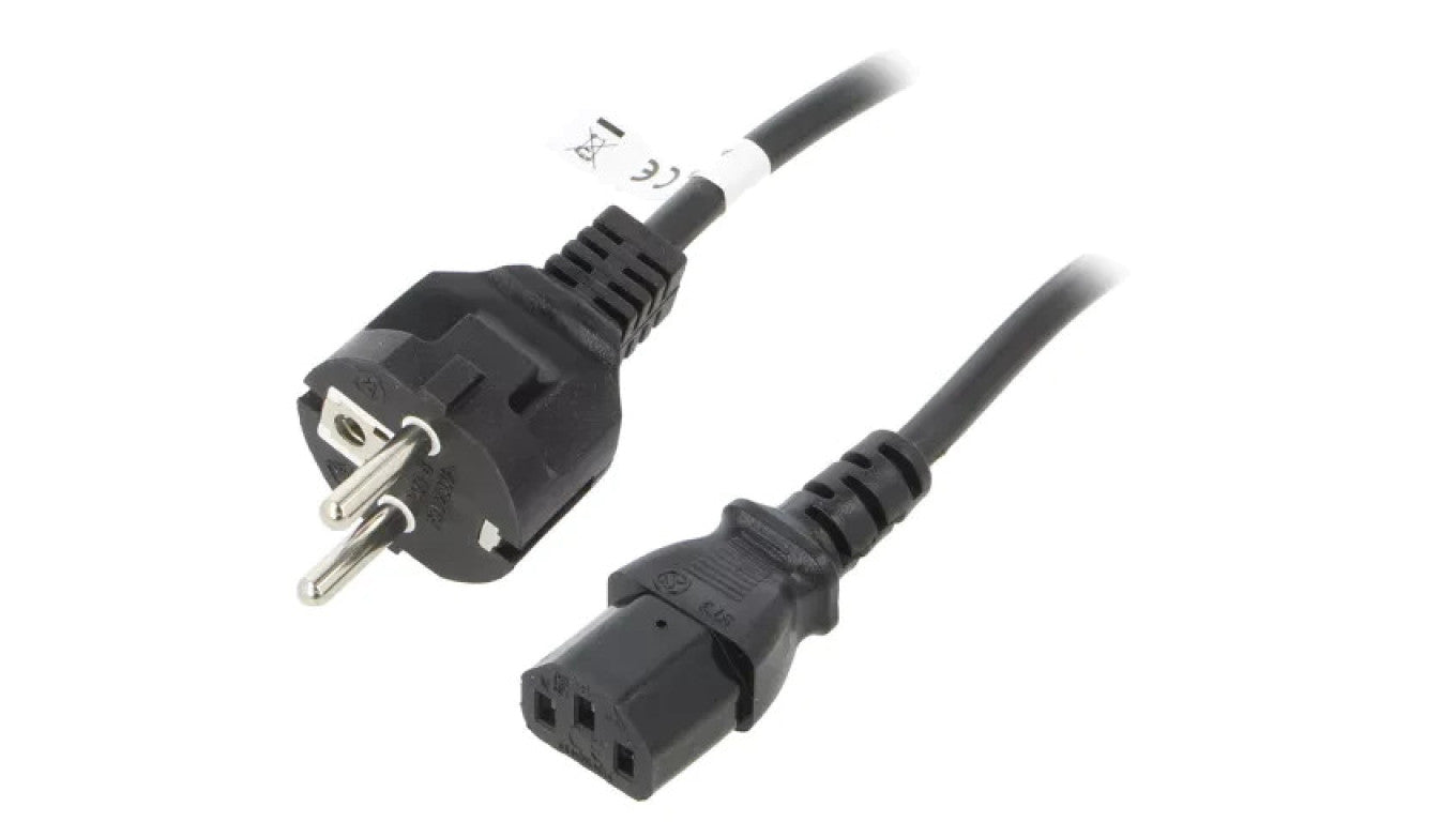 Kabel CEE 7/7 (E/F) wtyk, IEC C13 żeński PVC 5m czarny 10A 96037