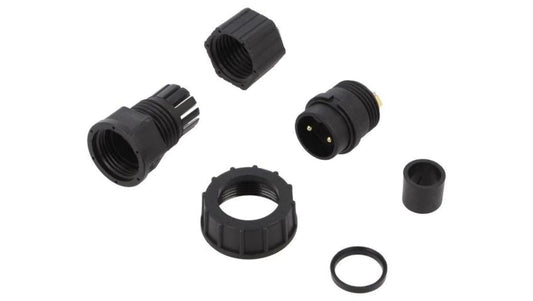 Złącze okrągłe wtyk rozmiar D męski 2-PIN złocony 20A IP67 DC-02BFMB-SL7001