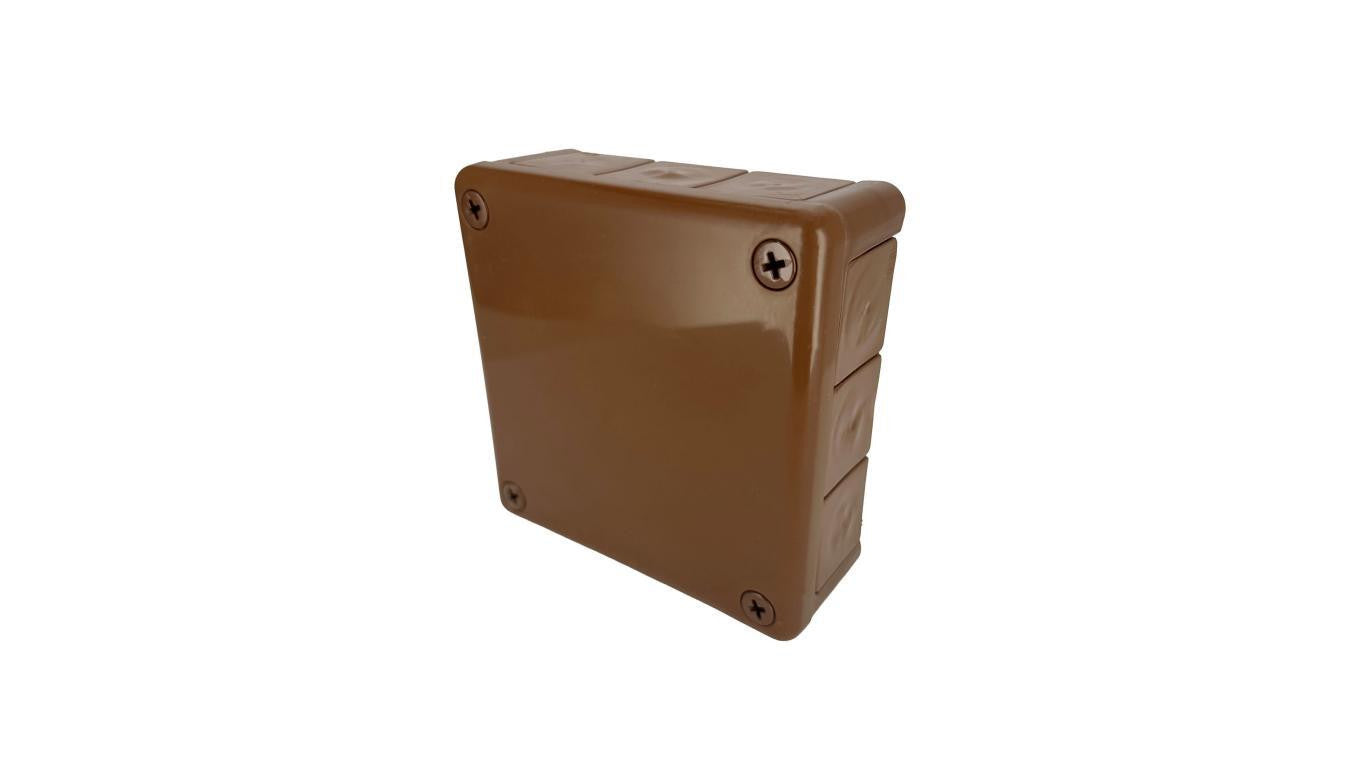 Puszka hermetyczna natynkowa 118x118x46mm 12-wlotowa, z dławikami gumowymi, IP55 zamknięcie na wkręty, brązowa EDO