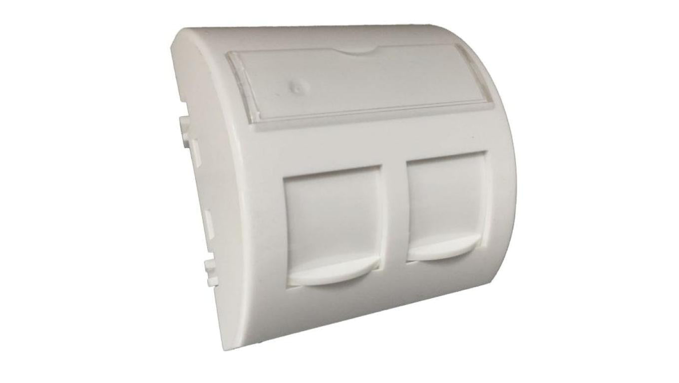 Adapter 45x45 2xRJ45 z klapkami przeciwkurzowymi (wypukły zaokrąglony) ALANTEC OS100