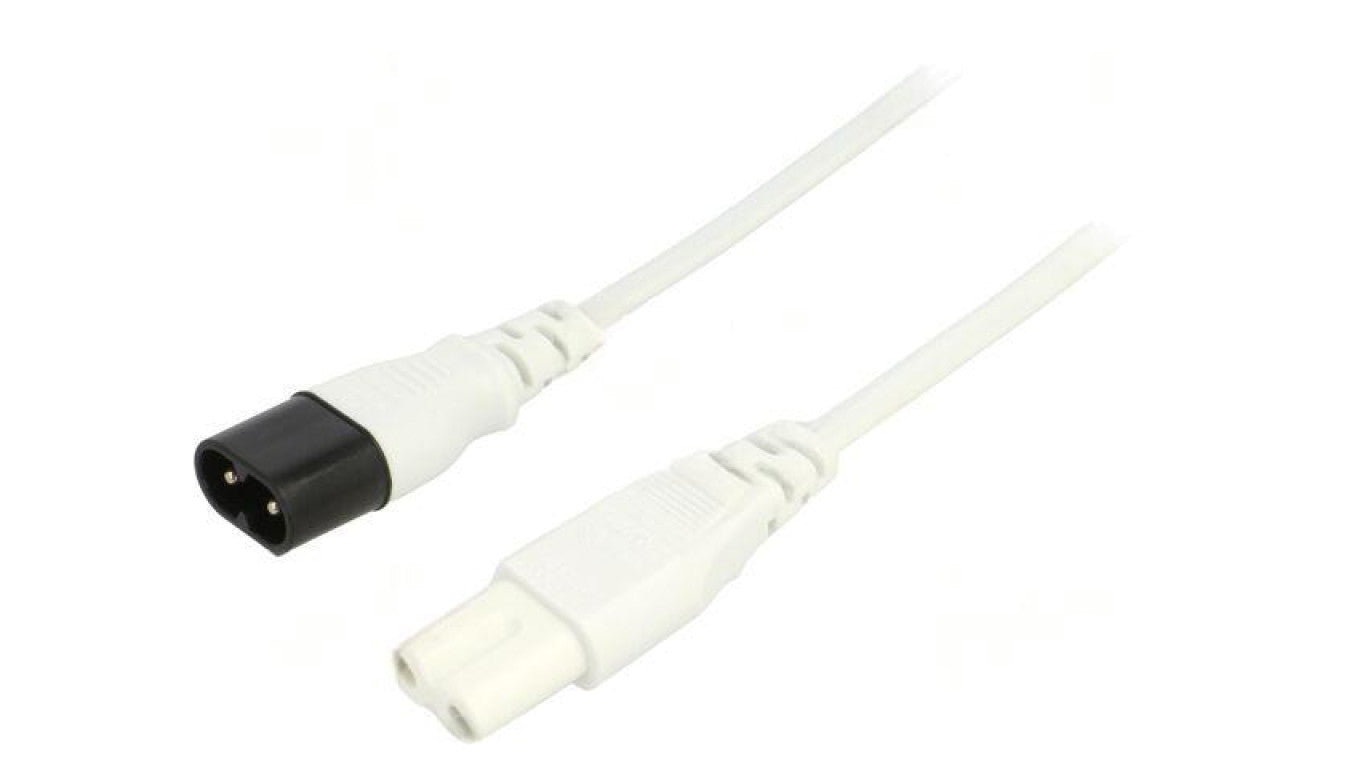 Kabel: 2x0,75mm2, IEC C7 żeński,IEC C8 męski, 1,8m LT503+538 H03VVH2-F 2X0.75 1.8M WHT