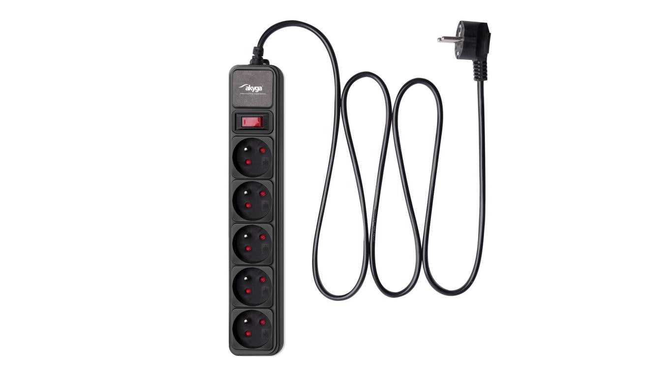 Listwa przeciwprzepięciowa Akyga AK-SP-05A 5 gniazd CEE 7/5 (Typ E) 1.8 m