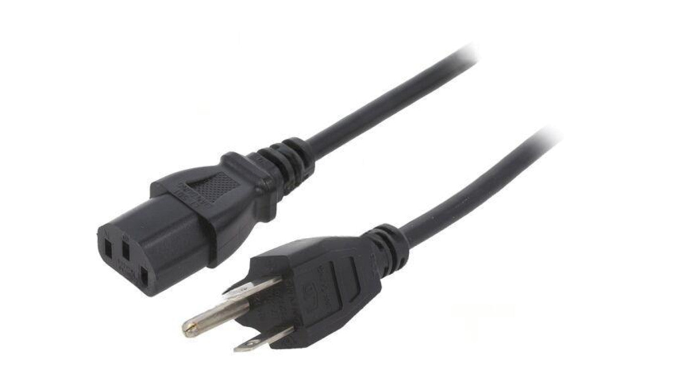 Kabel: 3x18AWG, IEC C13 żeński,NEMA 5-15 (B) wtyk, 1m, 10A LT-202+501 SVT 18/3 105C BLK 1M
