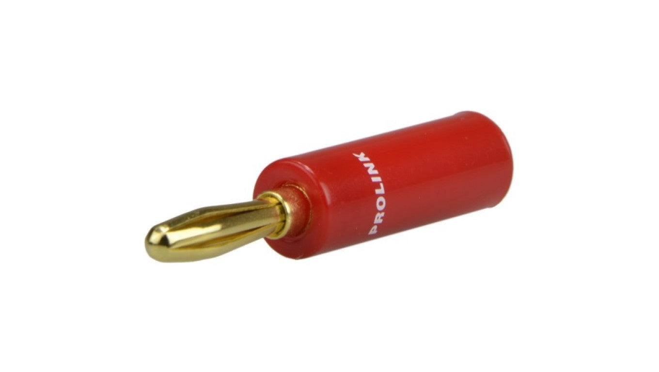 PROLINK Premium TBC-054 Wtyk głośnikowy typu BANAN skręcany prosty pozłacany czerwony