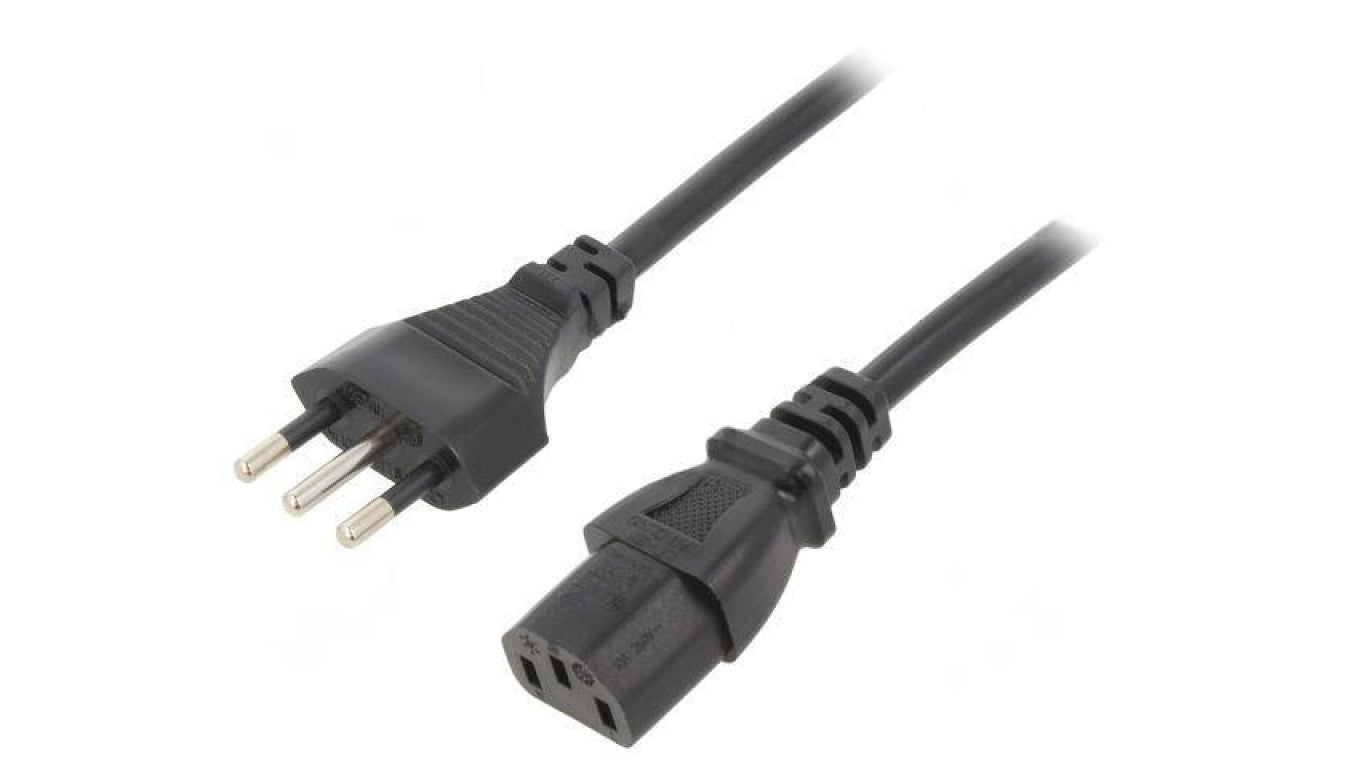 Kabel: 3x0,75mm2, CEI 23-50 (L) wtyk,IEC C13 żeński, 1m LT-319+501 H05VV-F 3X0.75 BLK 1M