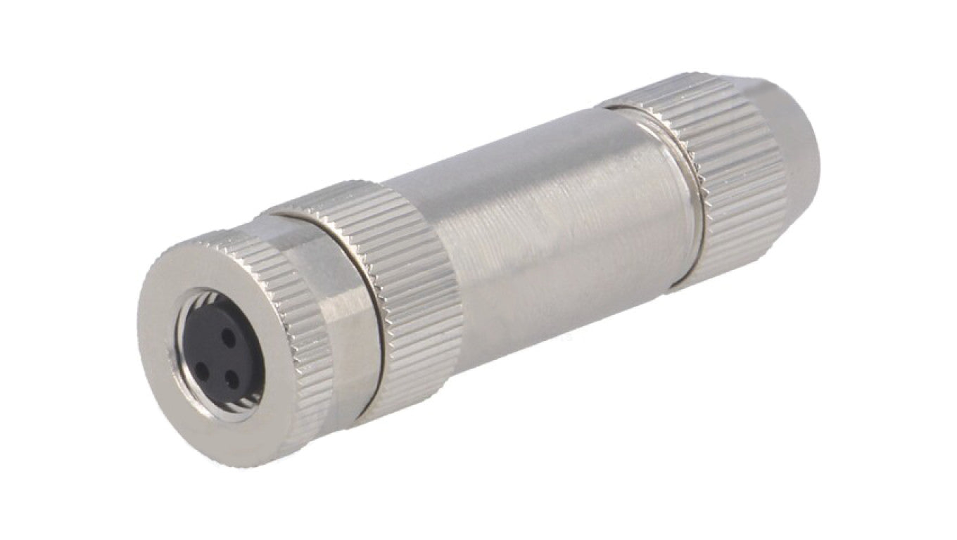 Złącze okrągłe M8 żeńskie proste ekranowane na zacisk 3-PIN 60V T4010019031-000