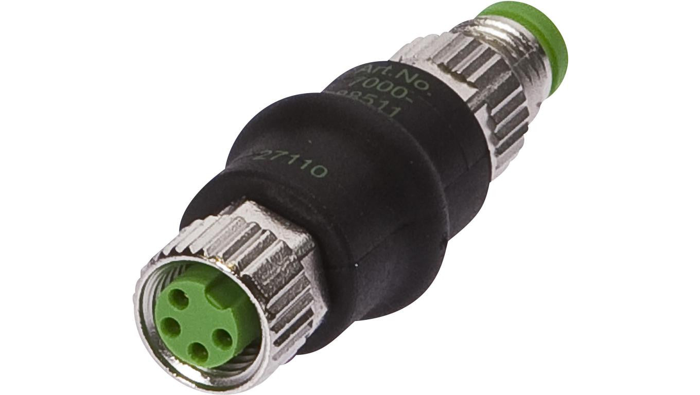 Adapter, M8 żeński 4-PIN prosty, M8 męski 3-PIN prosty, 24V, -25-85C, IP67 VK000039
