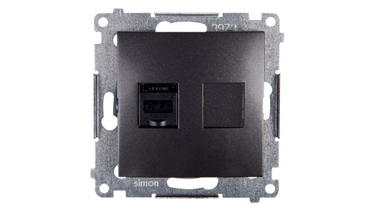 Simon 54 Gniazdo komputerowe pojedyncze RJ45 kat.6 z przesłoną antracyt D61.01/48