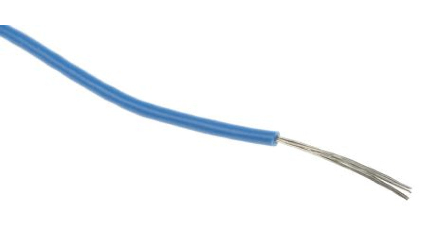 Przewód jednożyłowy linkowy, Przewód instalacyjny, 0,33 mm², 17/0,16 mm, 22 AWG, XLPE, 300 V, Niebieski, dł. 100m, RS
