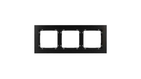 DECO Ramka uniwersalna potrójna - aluminium szczotkowane (ramka: czarna spód: czarny) 12-12-DRA-3