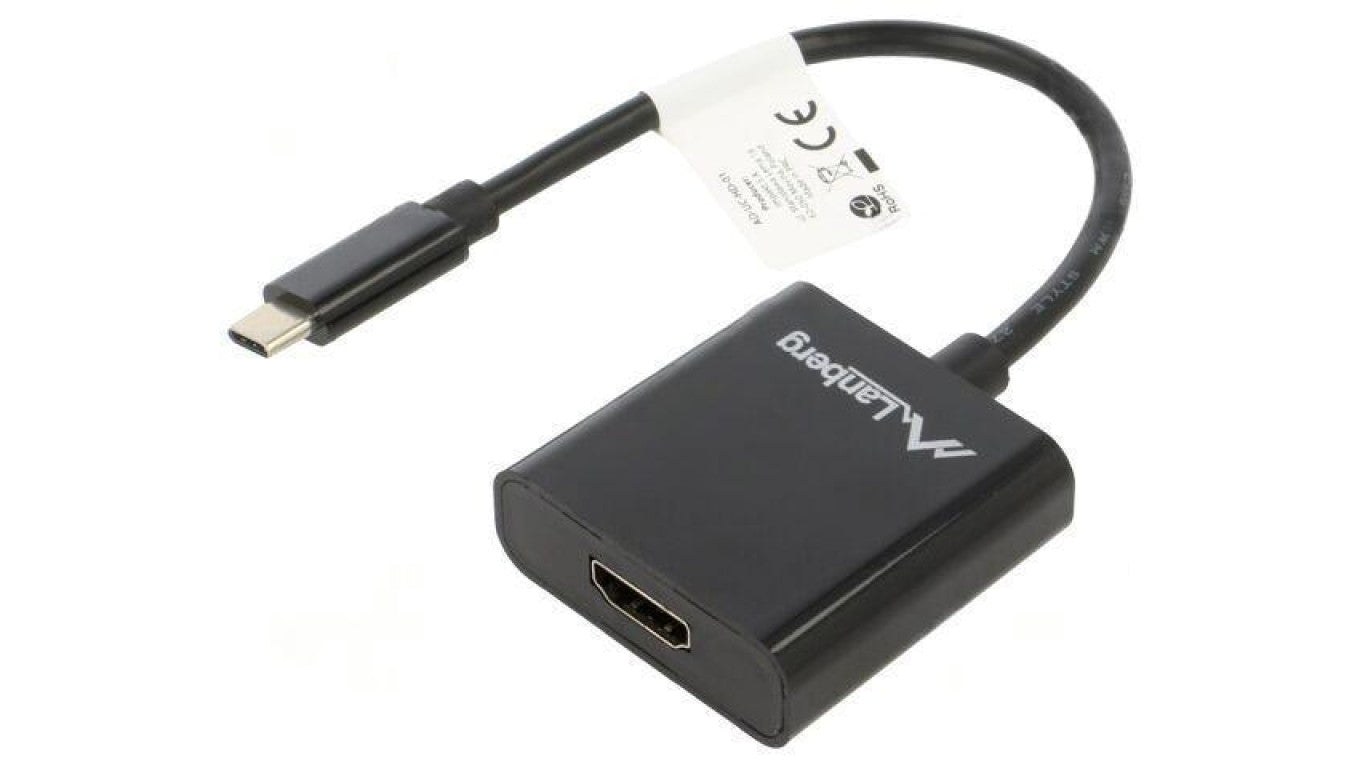 Adapter USB 3.1 HDMI gniazdo,USB C wtyk niklowany 0,15m ABS AD-UC-HD-01