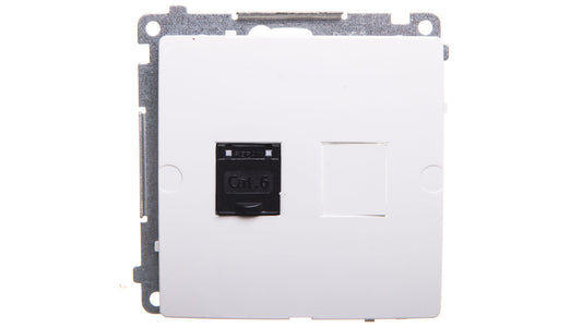 Simon Basic Gniazdo komputerowe pojedyncze RJ45 kat.6 z przesłoną białe BM61.01/11