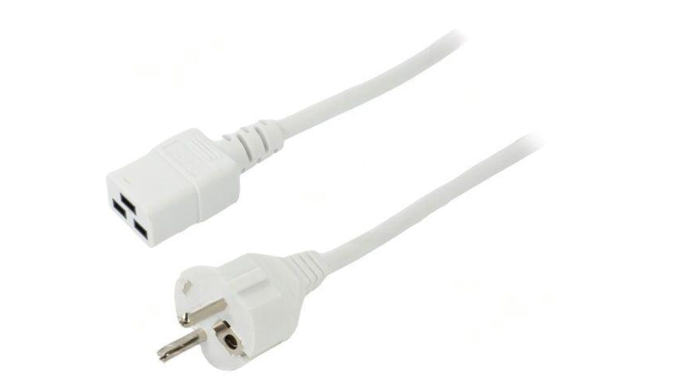 Kabel: 3x1,5mm2, CEE 7/7 (E/F) wtyk,IEC C19 żeński, 3m, 16A LT312+549 3X1.5 3.0M WHT