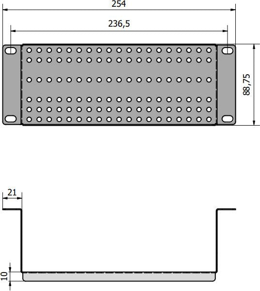 Adapter montażowy RACK 10" 2U z otworowaniem cofnięty ATTE ADD-RACK10-2U2