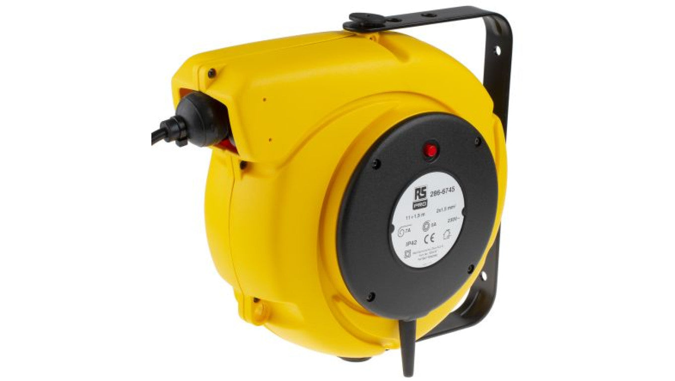 11m Przedłużacz bębnowy 11m 1,5 mm² 0 gniazda z automatycznym zwijaniem 10A 230 V Czarny PVC Szpula kablowa