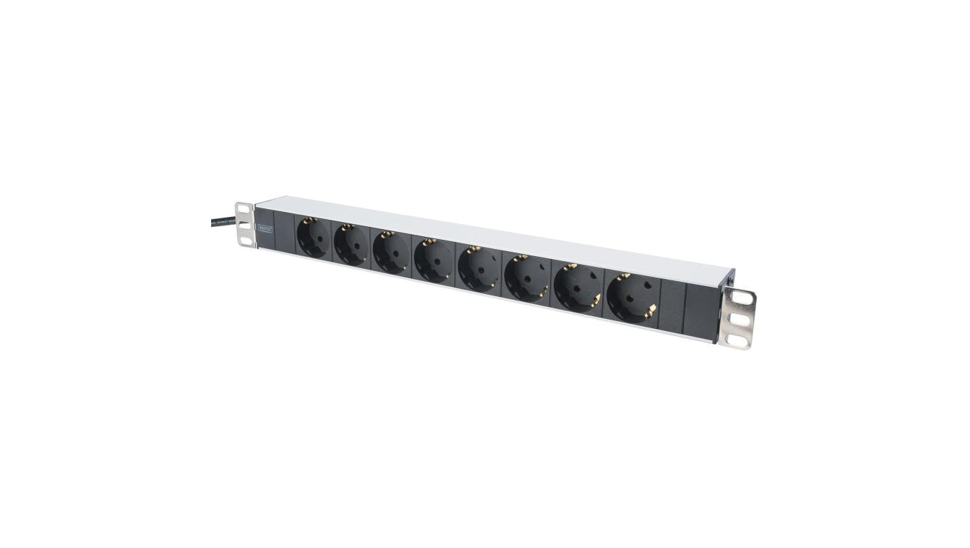 Listwa zasilająca RACK 19 1U 8 gniazd Schuko aluminium 2m DIGITUS