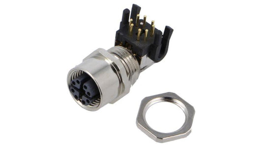 Złącze M12, żeńskie, PIN: 8, gniazdo, kątowe, ekranowane, na panel, 30 V/50 V AC, 0,5 A MSXS-08PFFR-SH7003