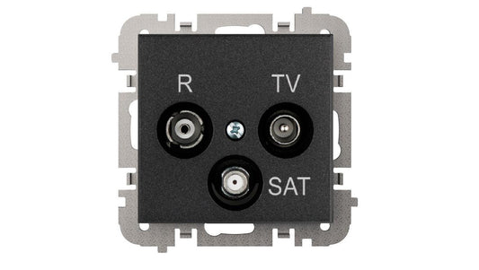 SANTRA Gniazdo antenowe R-TV-SAT końcowe bez ramki podtynkowe czarny 4153-19