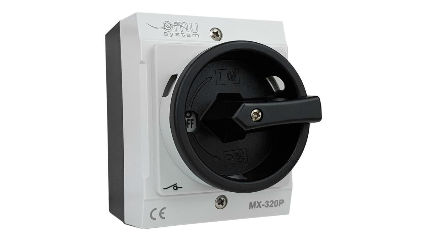 Rozłącznik trójfazowy łącznik krzywkowy 3x20A 4kW w obudowie szarej IP65 MX-320P XBS
