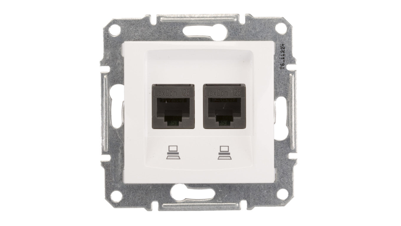 Sedna Gniazdo komputerowe podwójne RJ45 kat.5e UTP białe SDN4400121