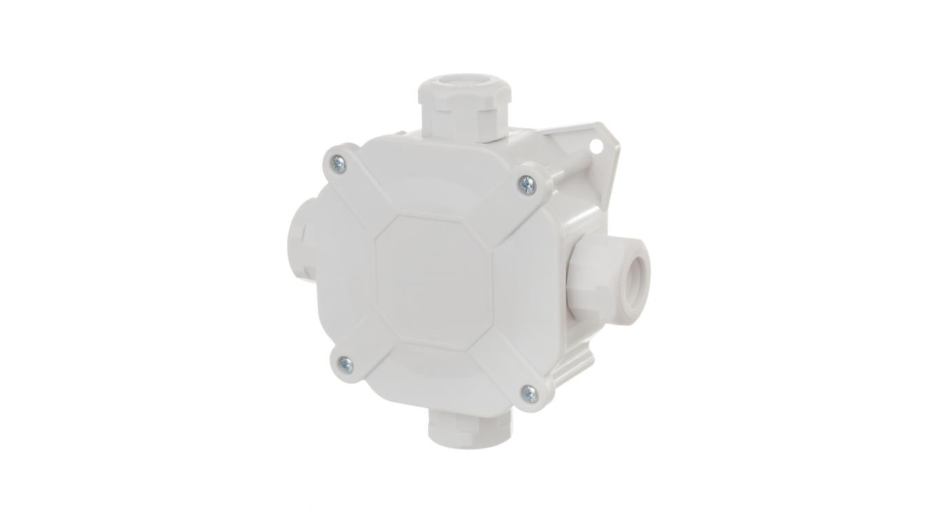Puszka natynkowa hermetyczna 75x75x33mm (4xPG16) z zaciskami 5x4mm2 IP67 szara 0298-00