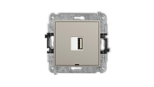 MINI Mechanizm ładowarki USB pojedynczej USB A, 10W max., 5V, 2A, bez pola opisowego taupe 60MCUSBBO-3