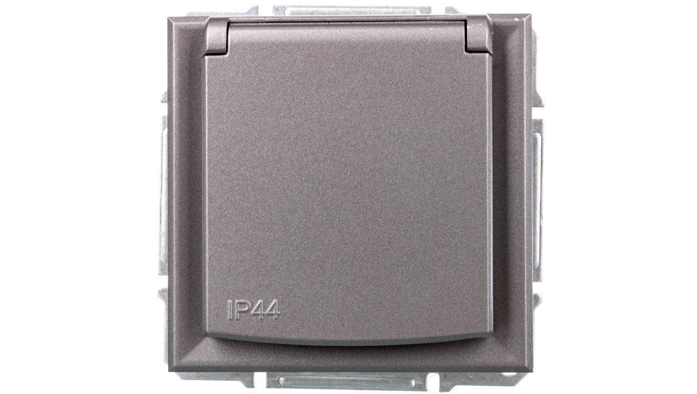 ASFORA Gniazdo 2P+PE IP44 do systemu ramkowego stal EPH2800662