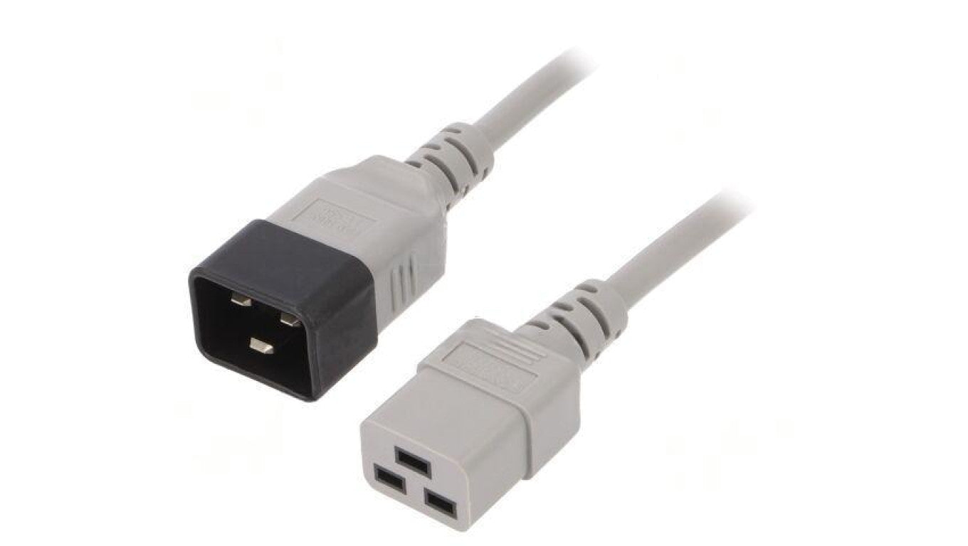Kabel: 3x1,5mm2, IEC C19 żeński,IEC C20 męski, 1m, 16A LT-550+549 H05VV-F 1.5/3C GRY 1M