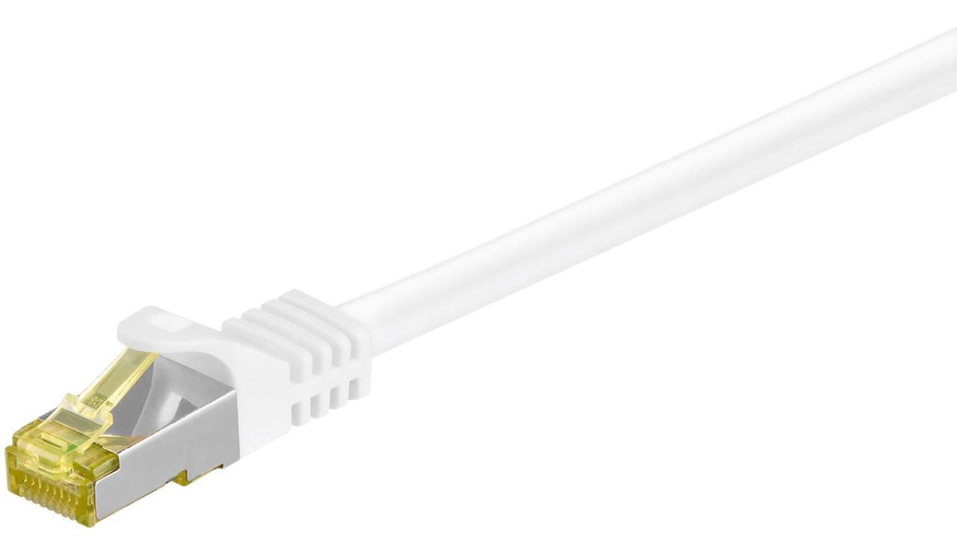 RJ45 patchkabel, CAT 6A S/FTP (PiMF), 500 MHz z CAT 7 kable surowym, biały - Długość kabla 3 m