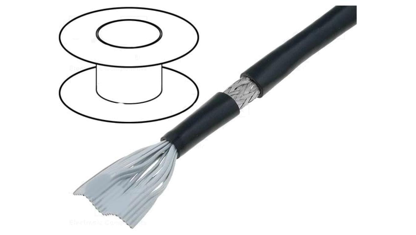 Przewód: wstążkowy okrągły 1,27mm linka Cu PVC czarny 30,5m 3659/40SF (100FT)