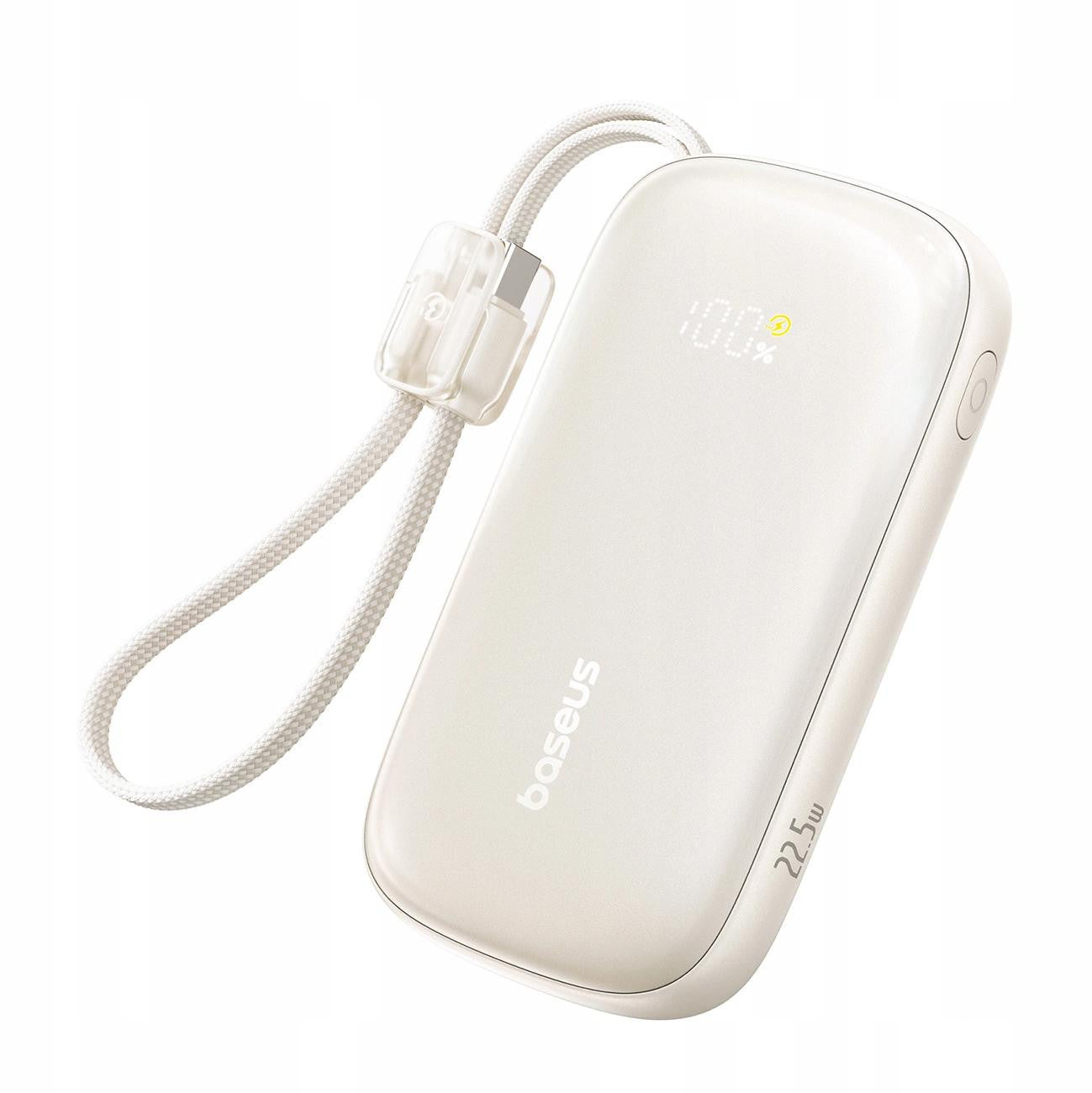 Powerbank Baseus EnerFill FC21 10000 mAh 22,5 W USB-A USB-C beżowy z odłączanym kablem Lightning