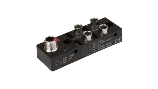 Moduł logiczny 27x88x31mm AND 2x2x 10-30VDC -30-85 stC złącze M8 żeńskie 3-PINowe złącze M12 męskie 5-PINowe IP67 VL310114