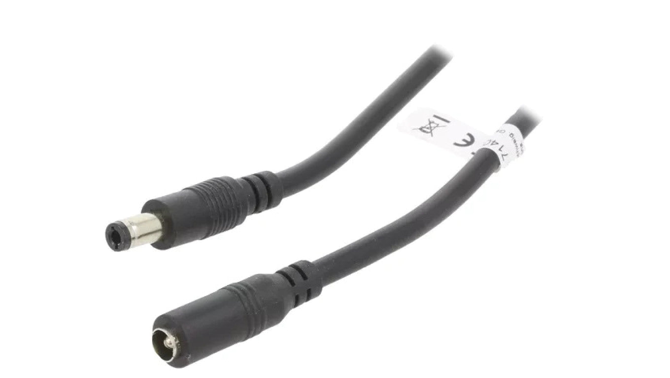 Kabel DC 5,5/2,5 wtyk, DC 5,5/2,5 gniazdo czarny 10m 71402