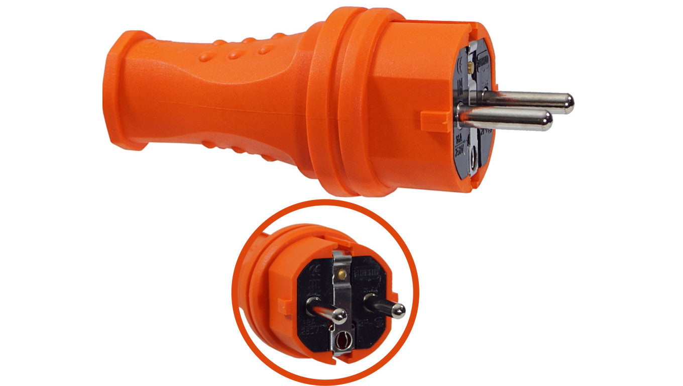 Wtyczka gumowa 16A 230V IP44 pomarańczowa AEI602277-O