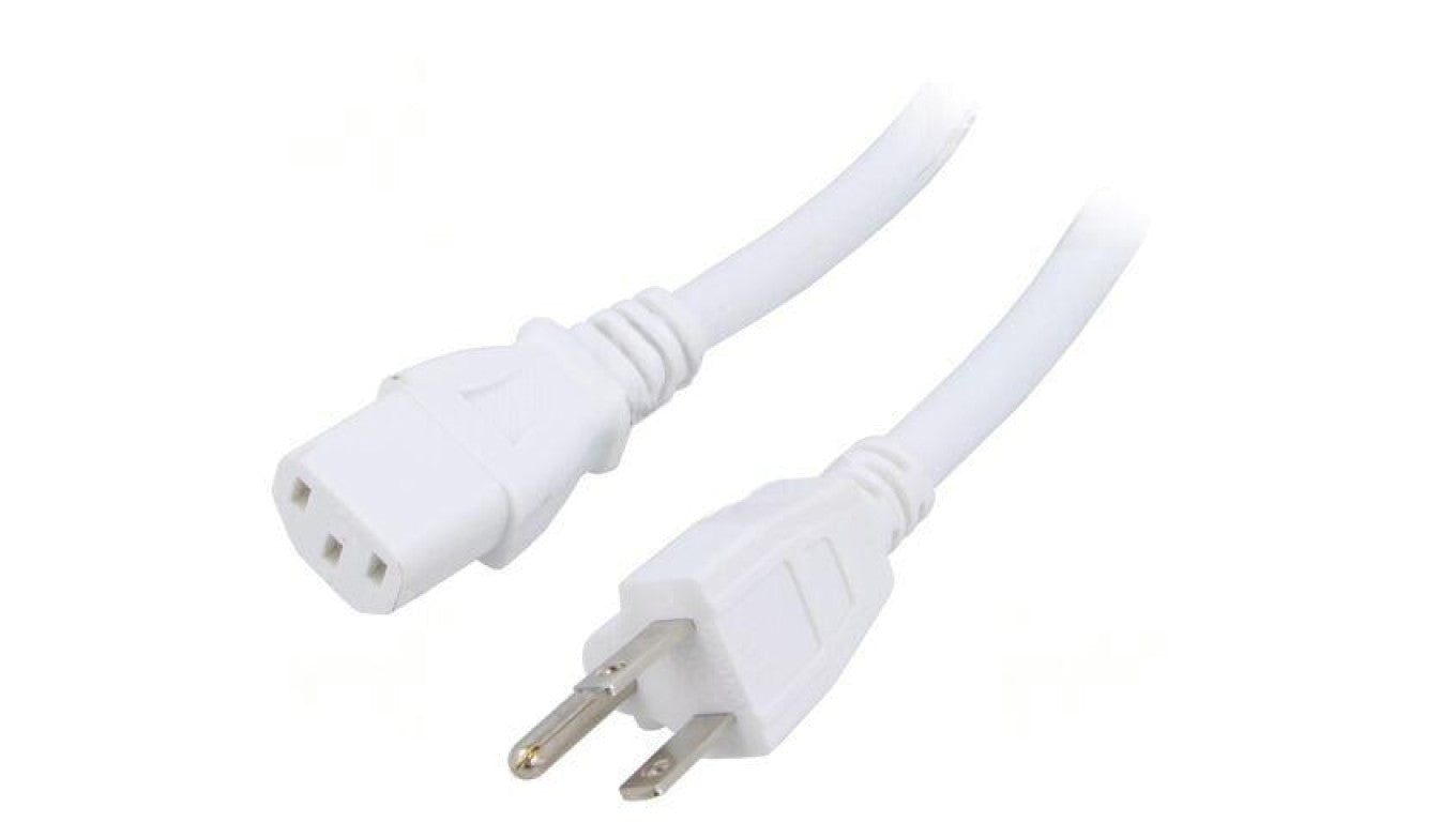 Kabel: 3x14AWG, IEC C13 żeński,NEMA 5-15 (B) wtyk, 1m LT-501+202 SJT 14/3 1M WHT