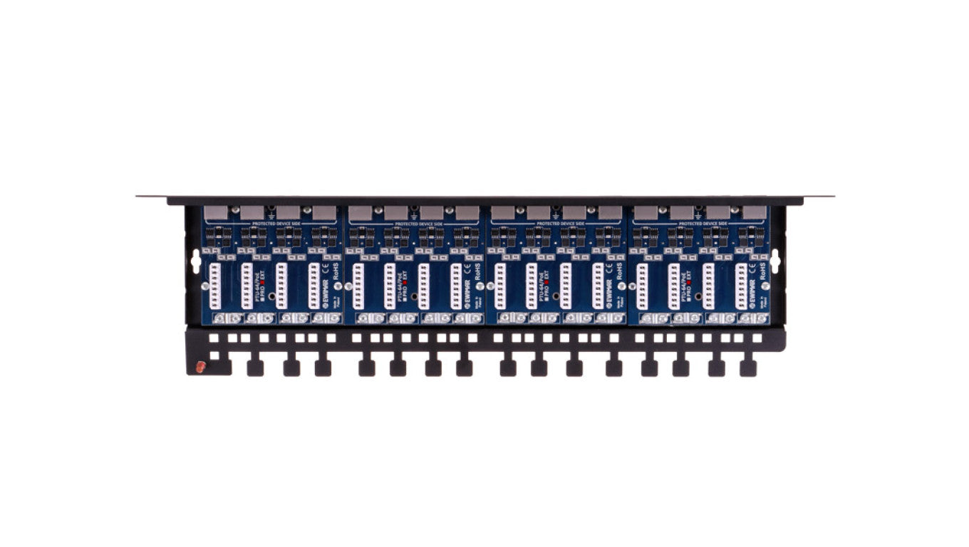 16-kanałowy ogranicznik przepięć sieci LAN Gigabit Ethernet, 3 stopnie ochrony (DGT, MOSFET, TVS) PTU-616R-EXT/PoE