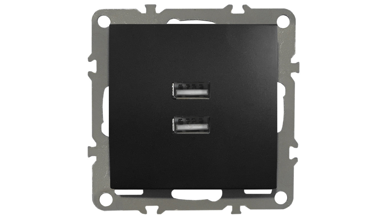 QUADRA Gniazdo 2x USB 2.1A czarne matowe
