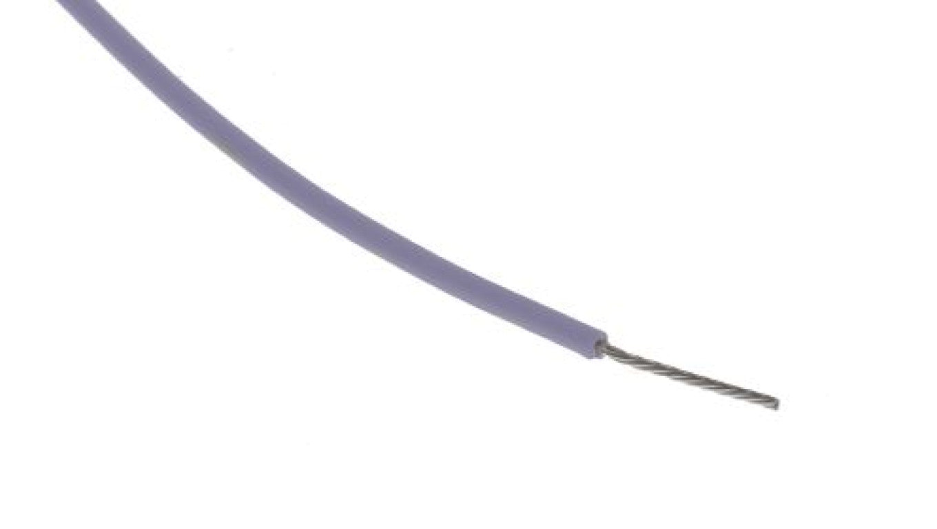 Przewód do urządzeń PTFE PTFE Fioletowy, 100m 0,08 mm² 7/0,12 mm, 300 V, -75 → +200C, Ø 0.71mm, RS PRO BS3G210