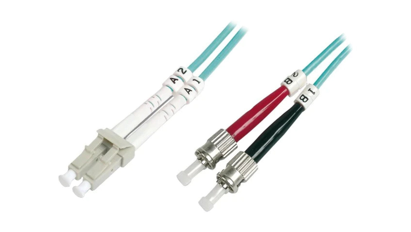 Patch cord światłowodowy OM3 LC/UPC,ST/UPC 1m LSZH turkusowy DK-2531-01/3