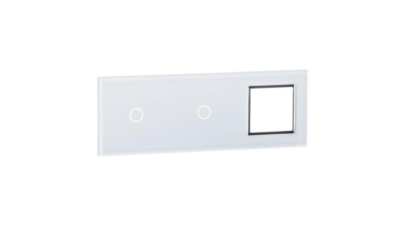 Livolo BIAŁY PANEL SZKLANY 1+1+ MIEJSCE NA GNIAZDO 7011G-61