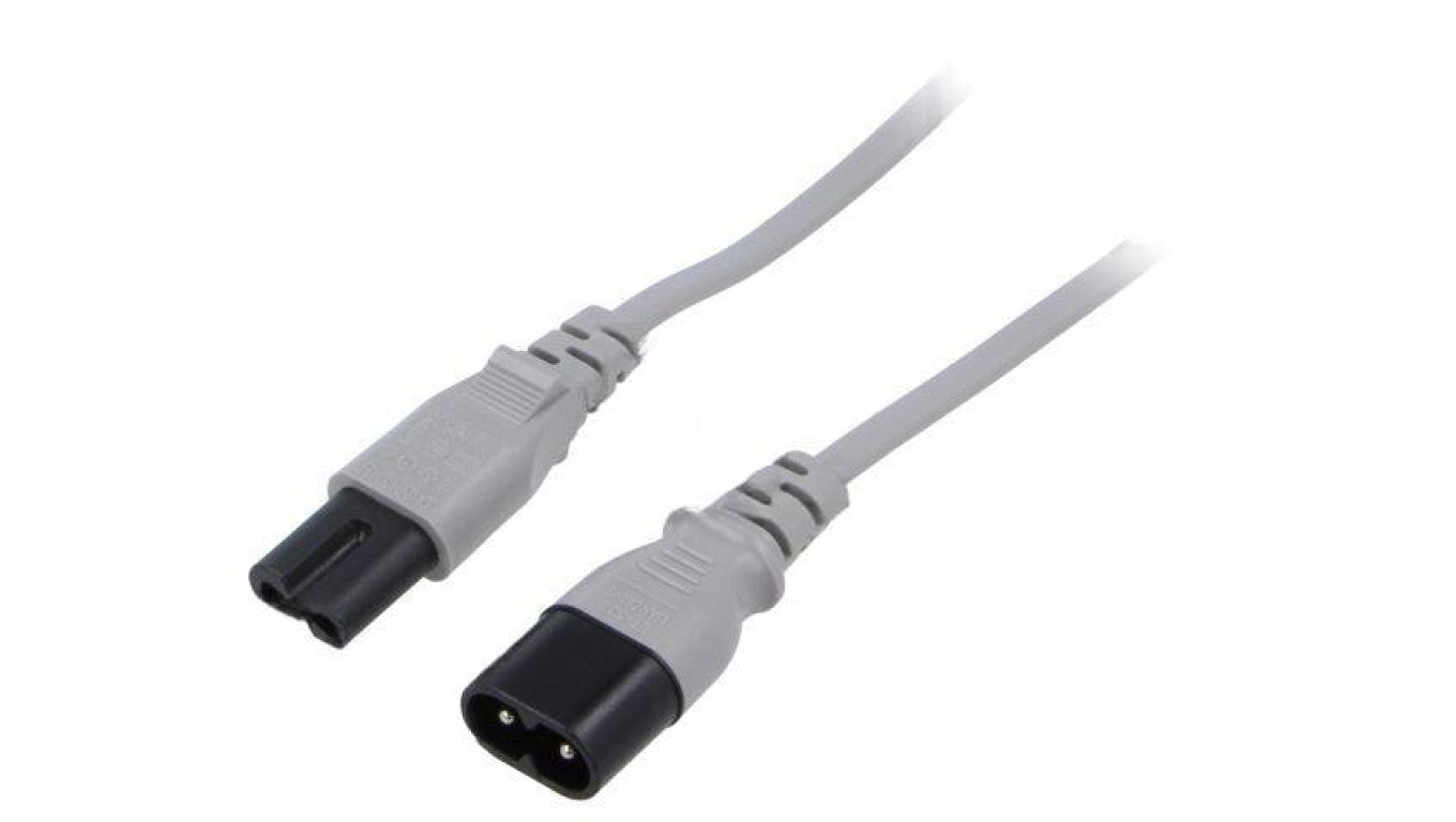 Kabel: 2x0,75mm2, IEC C7 żeński,IEC C8 męski, 5m, 2,5A LT503+538 H03VVH2-F 2X0.75 5M GRY